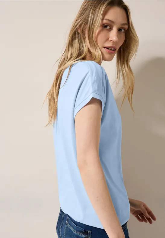 Cecil Damen Shirt in Unifarbe in Blau, Gr: XL