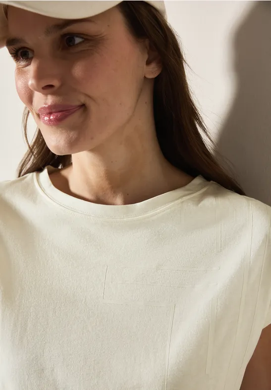 Cecil Damen T-Shirt mit Folien-Print in Weiß, Gr: XXL
