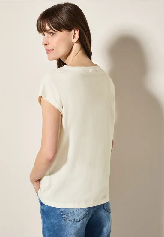 Cecil Damen T-Shirt mit Folien-Print in Weiß, Gr: XXL