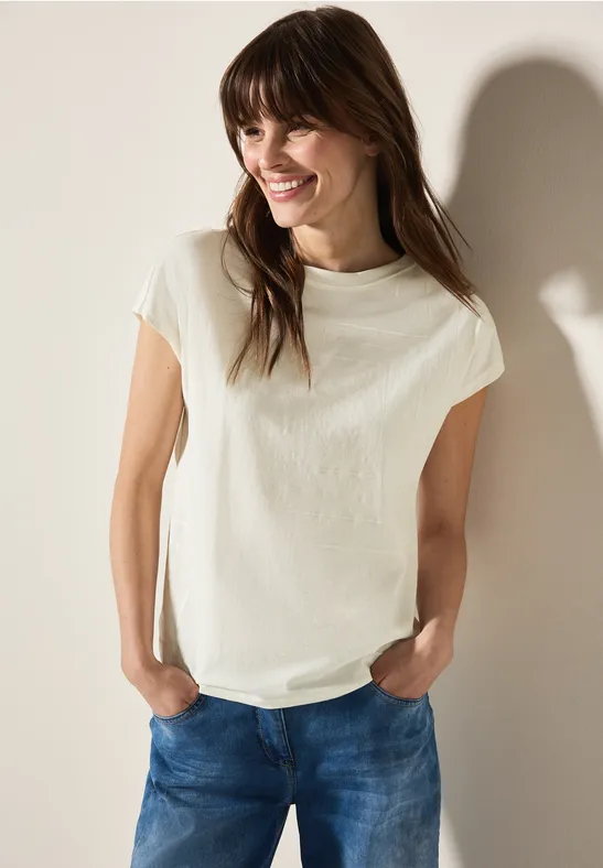 Cecil Damen T-Shirt mit Folien-Print in Weiß, Gr: XXL