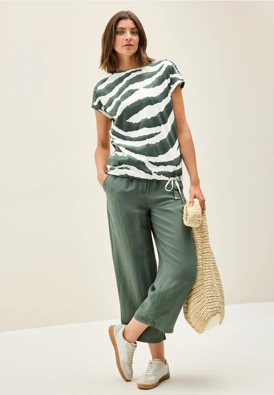 Cecil Damen Print Shirt mit Raffung in Grün, Gr: XS