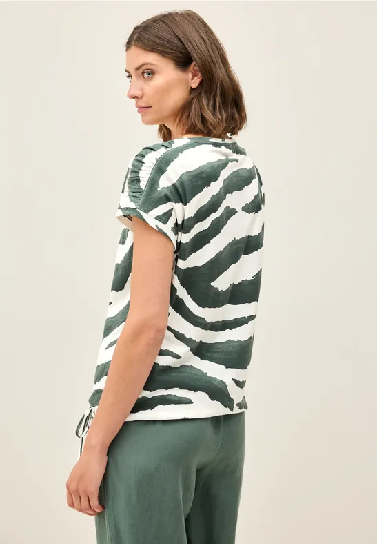 Cecil Damen Print Shirt mit Raffung in Grün, Gr: XS