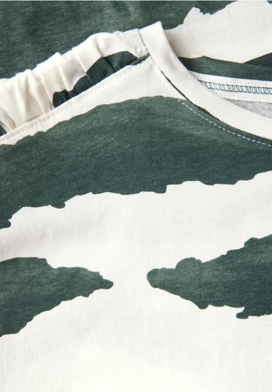 Cecil Damen Print Shirt mit Raffung in Grün, Gr: XS