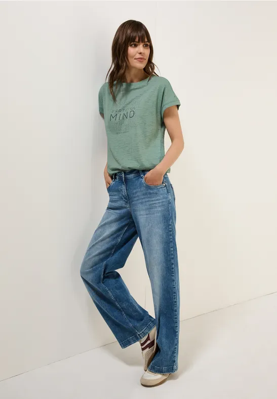 Cecil Damen Shirt im Ausbrenner-Look in Grün, Gr: XXL