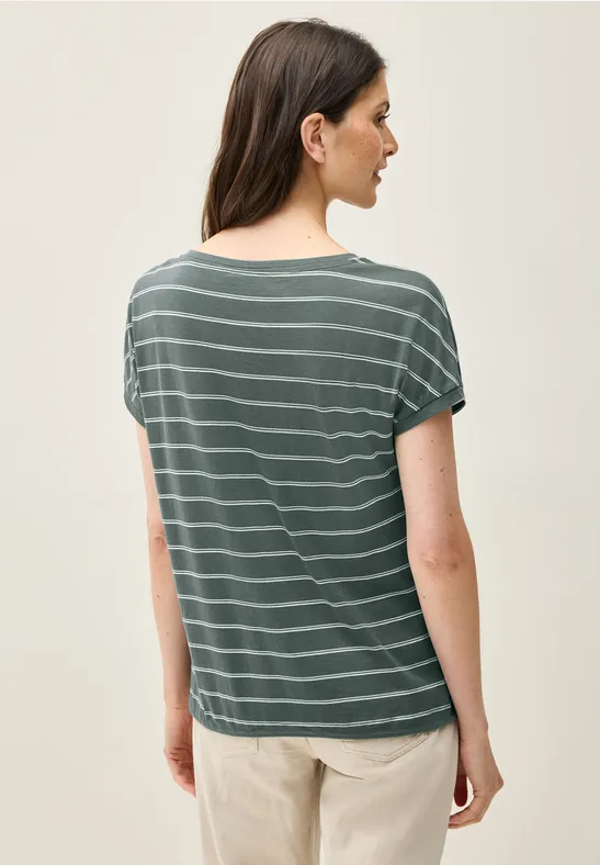 Cecil Damen Softes T-Shirt mit Streifen in Grün, Gr: XS
