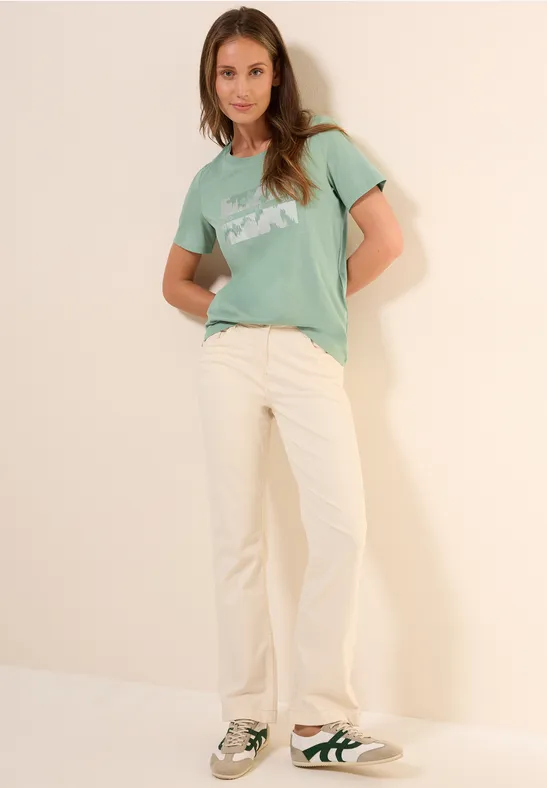 Cecil Damen T-Shirt mit Folienprint in Grün, Gr: M