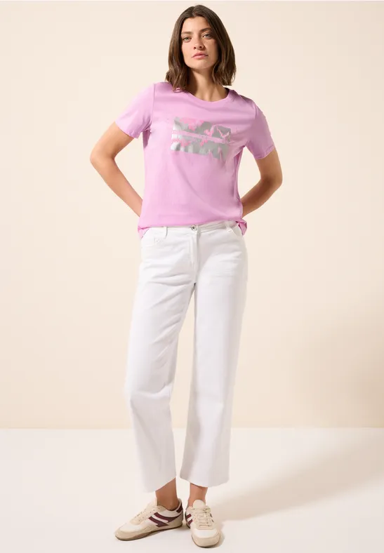 Cecil Damen T-Shirt mit Folienprint in Rosa, Gr: XS