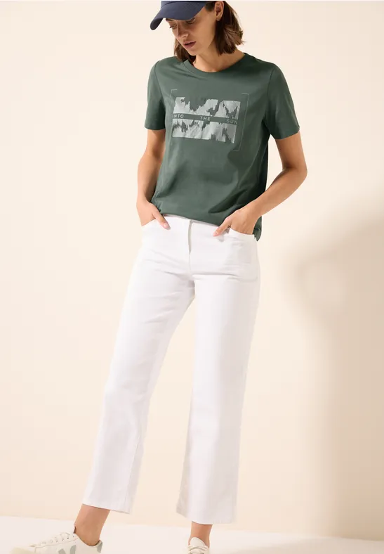 Cecil Damen T-Shirt mit Folienprint in Grün, Gr: L