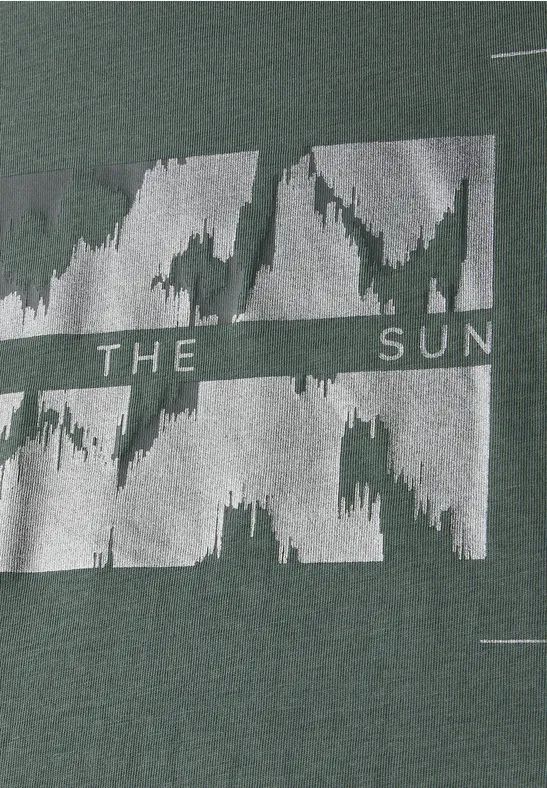 Cecil Damen T-Shirt mit Folienprint in Grün, Gr: L