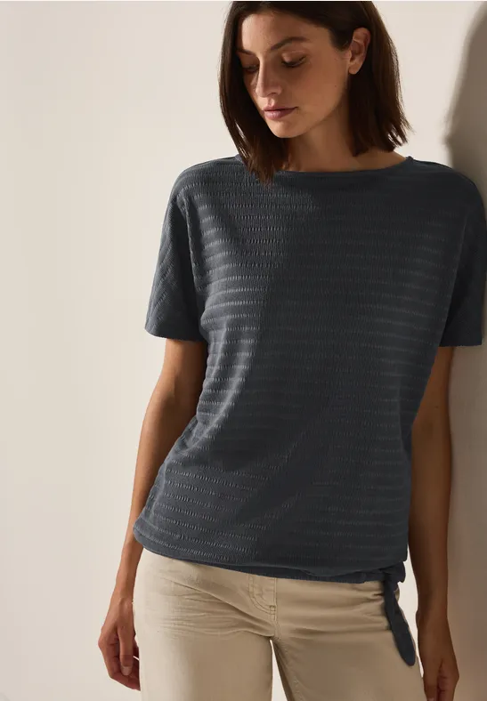 Cecil Damen T-Shirt in Smok-Optik in Grau, Gr: M