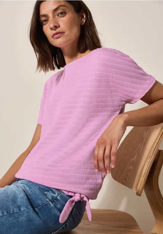 Cecil Damen T-Shirt in Smok-Optik in Rosa, Gr: L