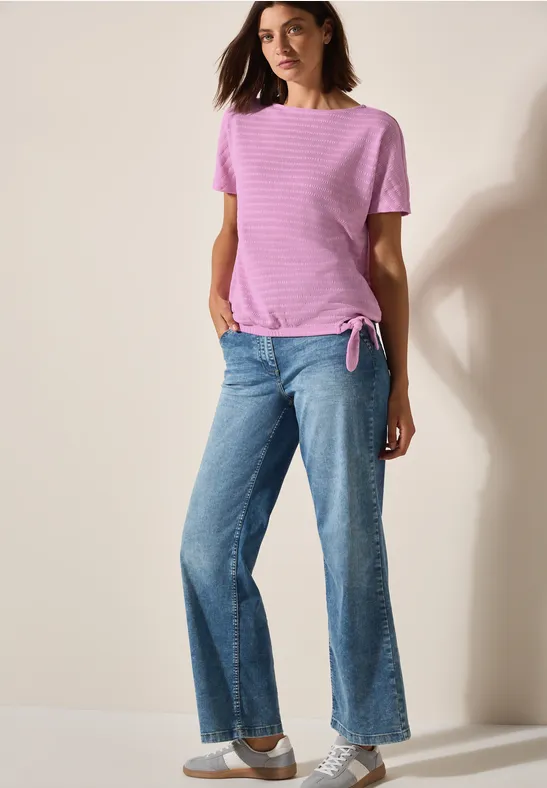 Cecil Damen T-Shirt in Smok-Optik in Rosa, Gr: L