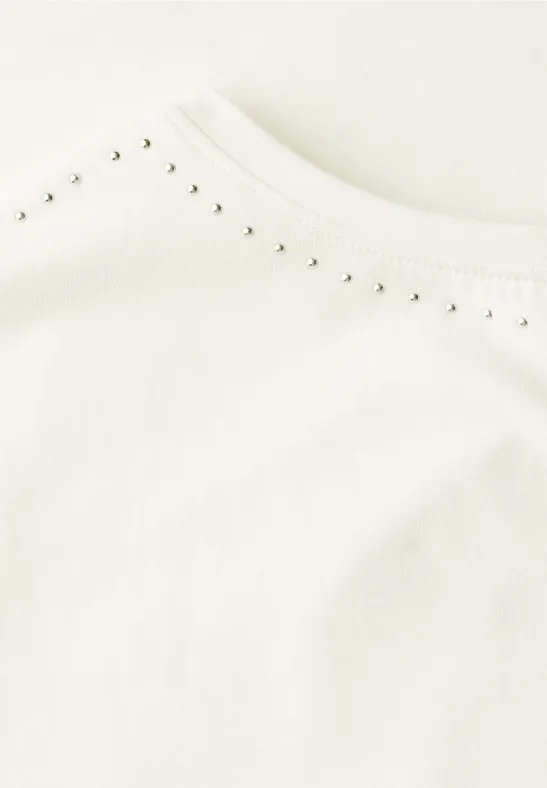 Cecil Damen T-Shirt mit Dekosteinen in Weiß, Gr: XXL