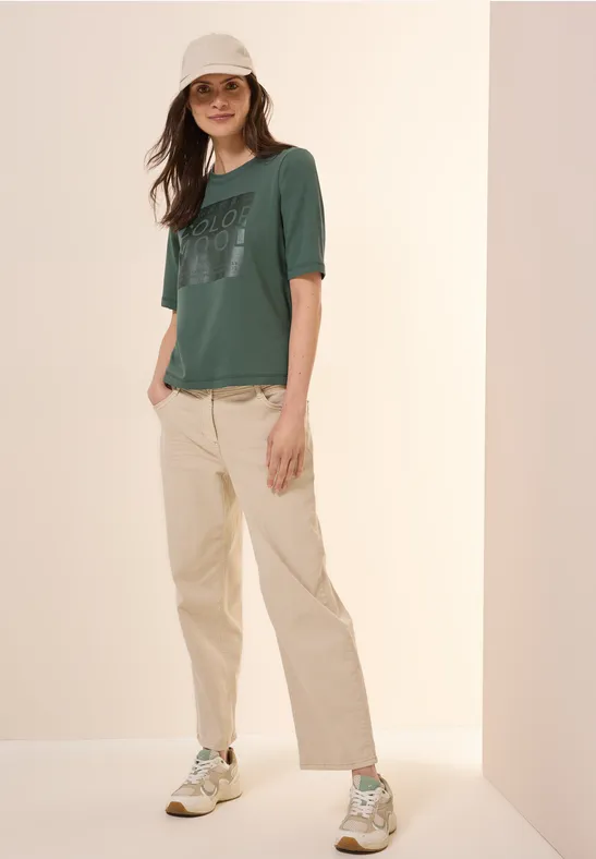 Cecil Damen Softes Shirt mit Folienprint in Grün, Gr: XL