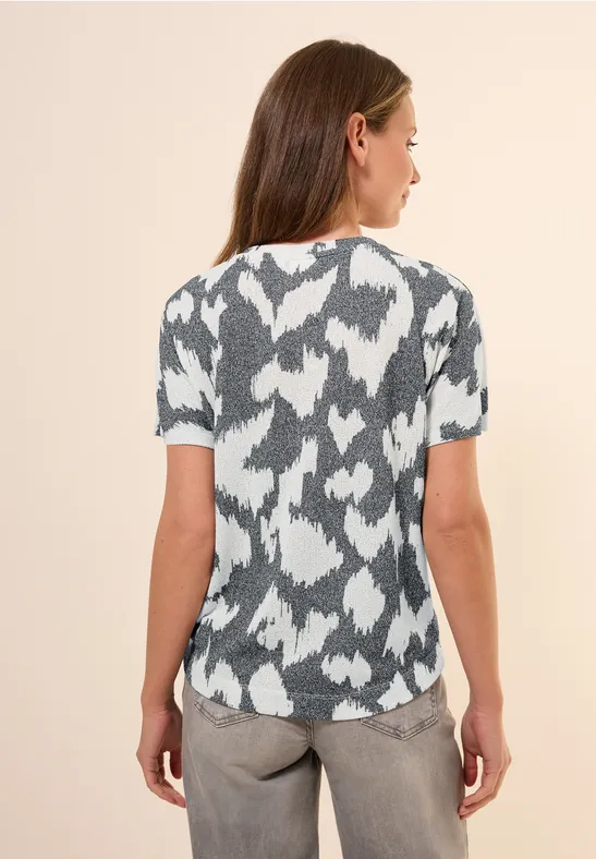 Cecil Damen Gemustertes Crepé Shirt in Grau, Gr: L