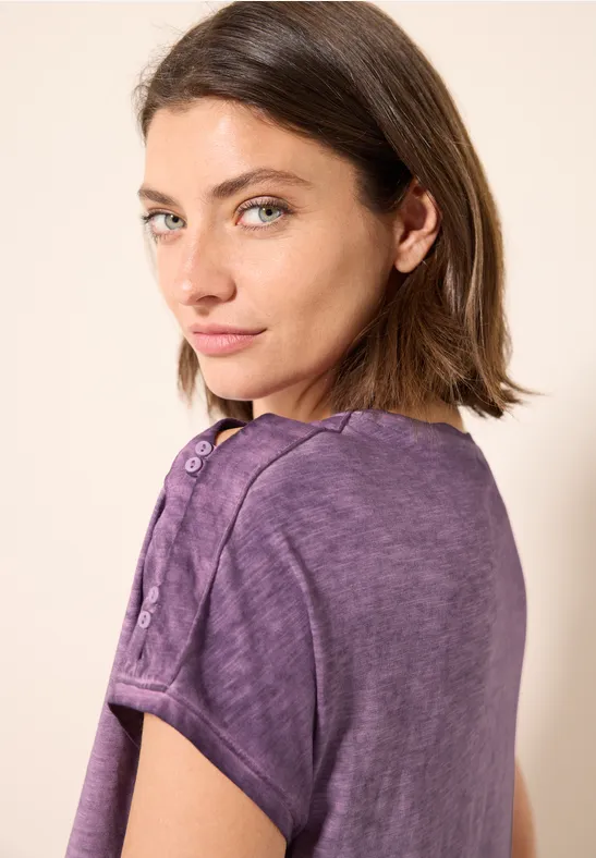 Cecil Damen T-Shirt mit Knopfdetail in Pink, Gr: L