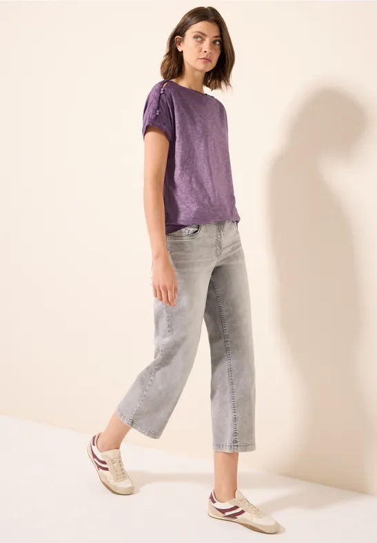 Cecil Damen T-Shirt mit Knopfdetail in Pink, Gr: L