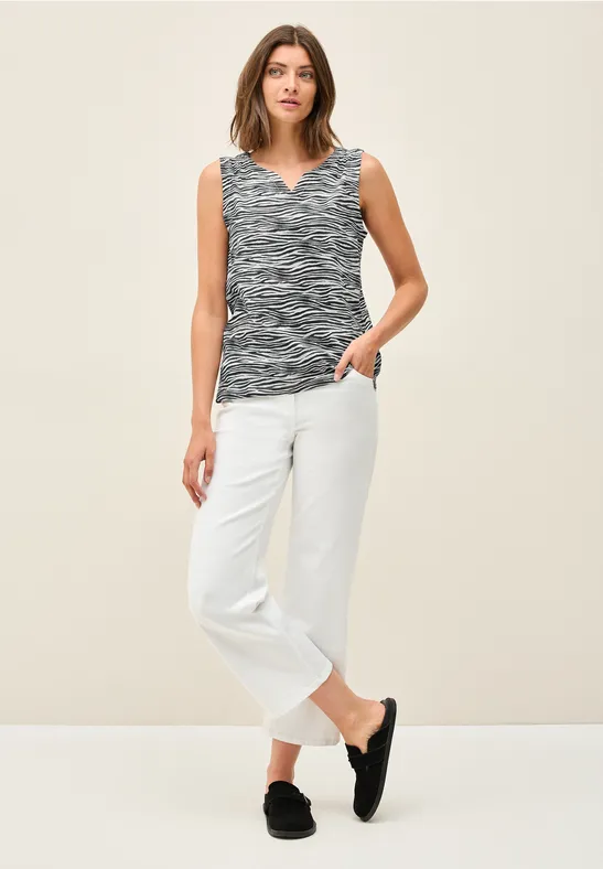 Cecil Damen Gemustertes Jersey-Top in Grau, Gr: M