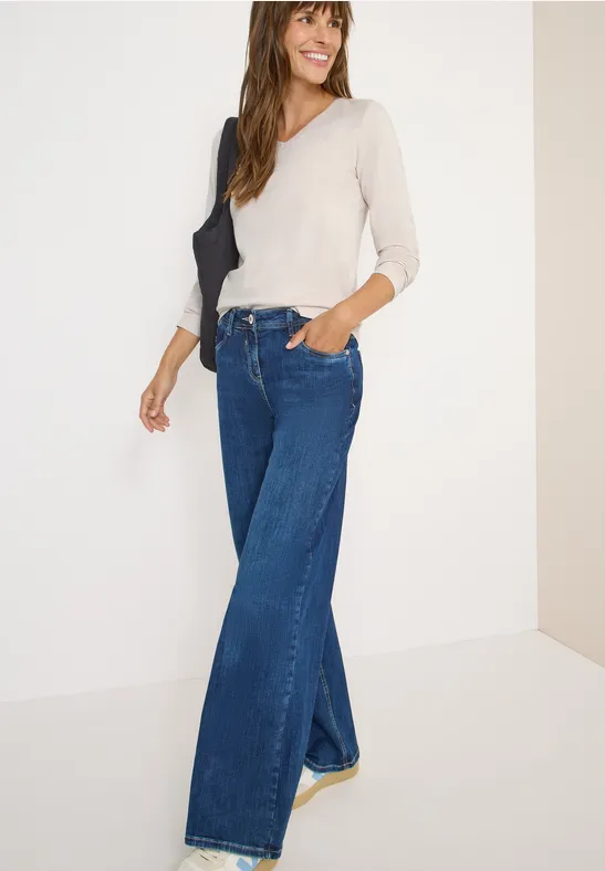 Cecil Damen V-Neck Langarmshirt in Grau, Gr: XS