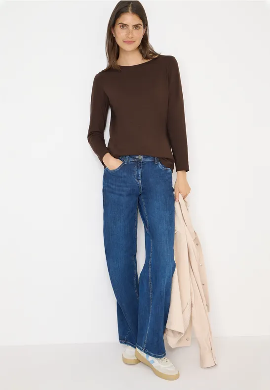 Cecil Damen Basic Langarmshirt in Braun, Gr: XXL