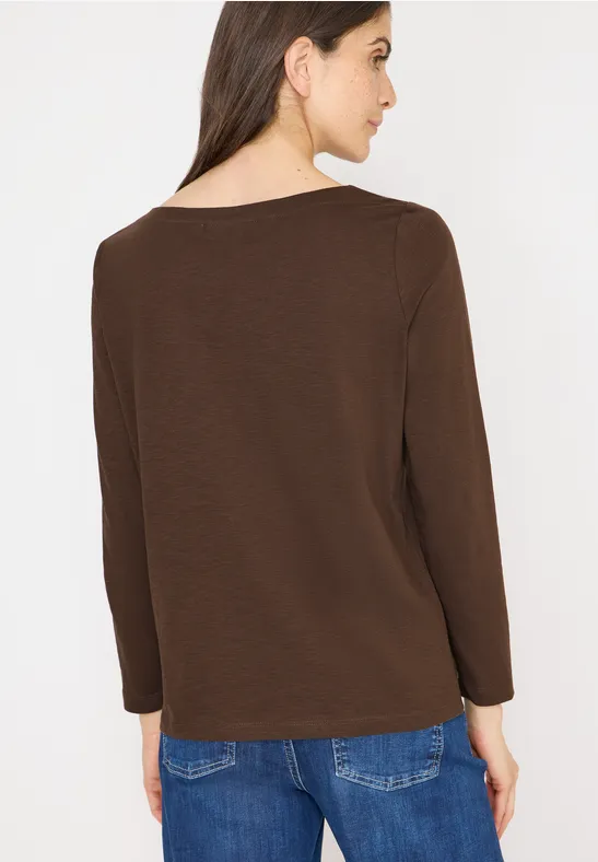 Cecil Damen Basic Langarmshirt in Braun, Gr: XXL