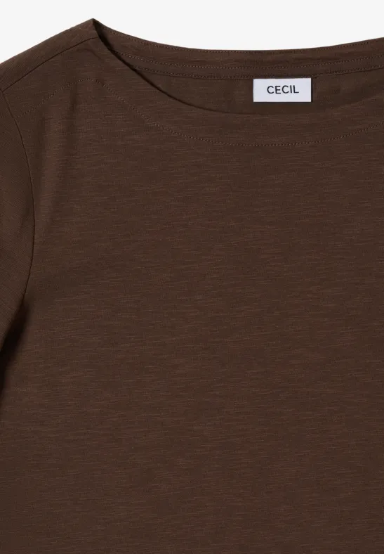Cecil Damen Basic Langarmshirt in Braun, Gr: XXL