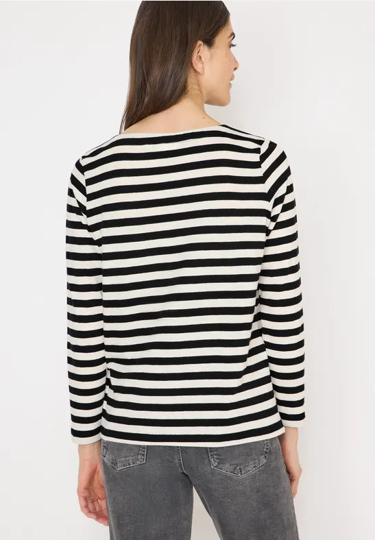 Cecil Damen Gestreiftes Basic Shirt in Schwarz, Gr: L