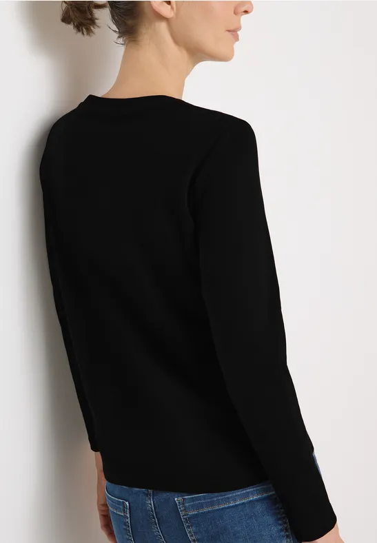 Cecil Damen Basic Rundhalsshirt in Schwarz, Gr: XS