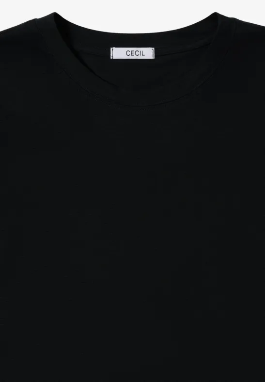 Cecil Damen Basic Rundhalsshirt in Schwarz, Gr: XS