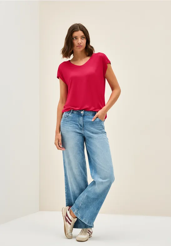 Cecil Damen Shirt mit Cut-Out Details in Rot, Gr: S