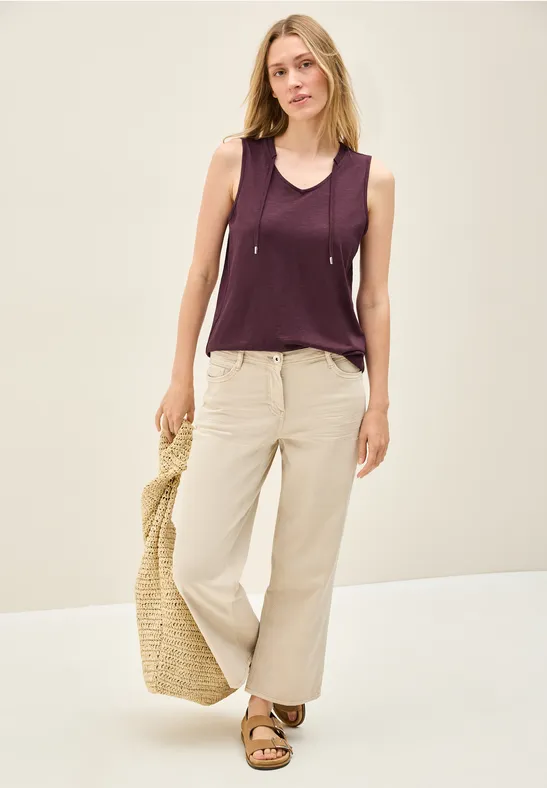 Cecil Damen V-Neck Top mit Bändern in Rot, Gr: L