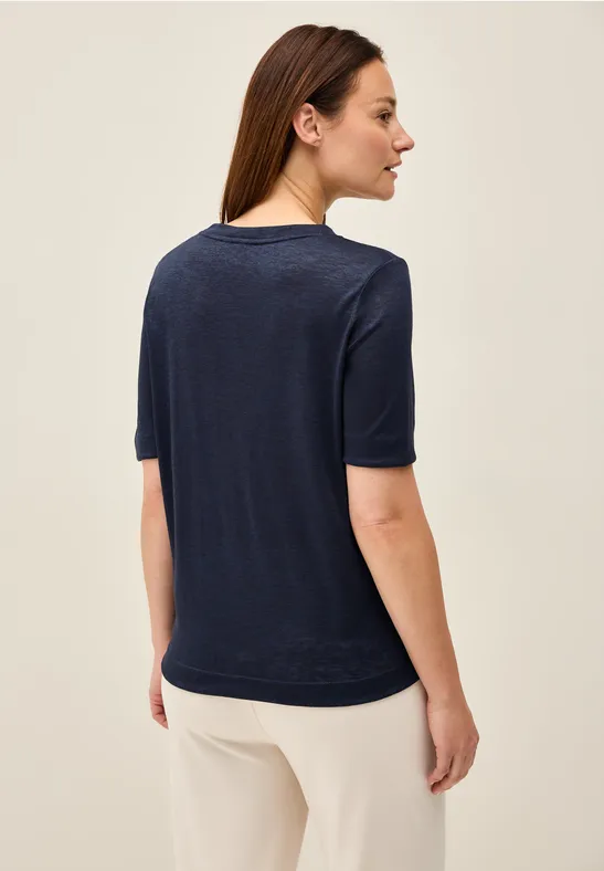 Cecil Damen Shirt mit tonalem Print in Blau, Gr: M