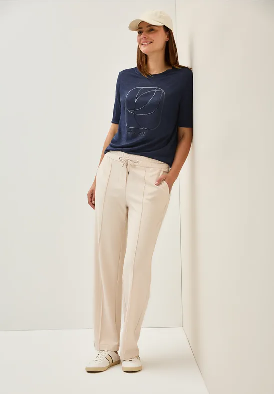 Cecil Damen Shirt mit tonalem Print in Blau, Gr: M