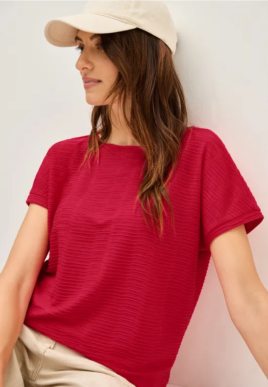 Cecil Damen Struktushirt in Unifarbe in Rot, Gr: S