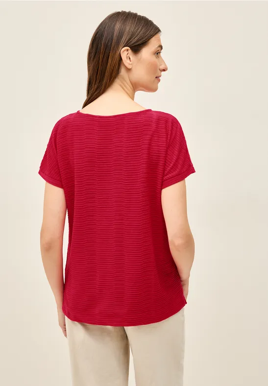 Cecil Damen Struktushirt in Unifarbe in Rot, Gr: S