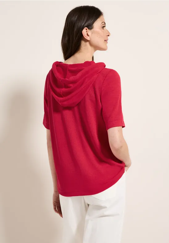 Cecil Damen Crepe Hoodie-Shirt in Rot, Gr: L