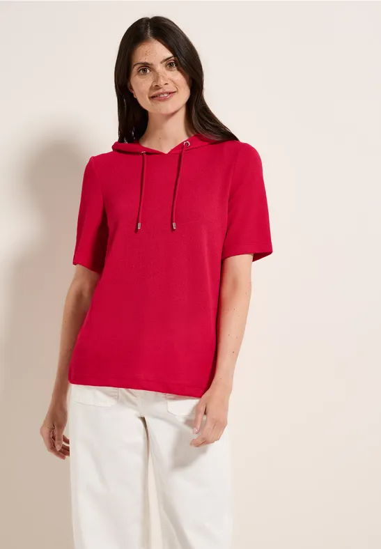 Cecil Damen Crepe Hoodie-Shirt in Rot, Gr: L