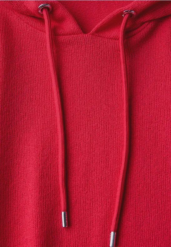 Cecil Damen Crepe Hoodie-Shirt in Rot, Gr: L