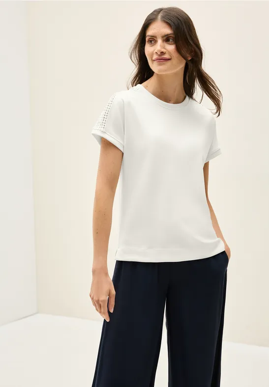 Cecil Damen Silk Touch T-Shirt in Weiß, Gr: XXL