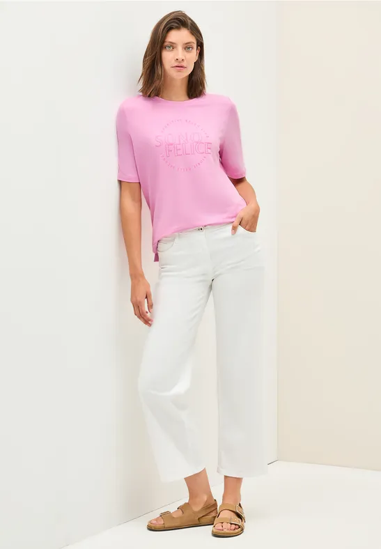 Cecil Damen Shirt mit Wording Artwork in Rosa, Gr: L