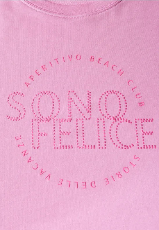 Cecil Damen Shirt mit Wording Artwork in Rosa, Gr: L