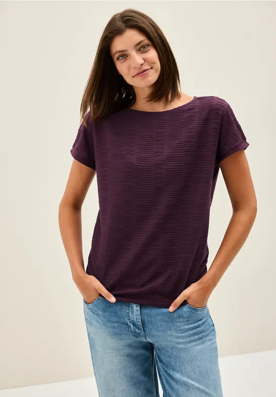 Cecil Damen Strukturshirt in Unifarbe in Rot, Gr: L