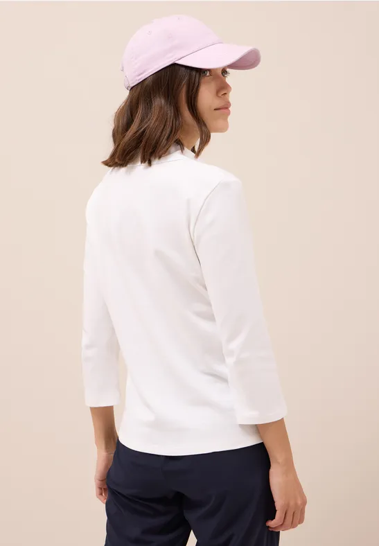Cecil Damen Poloshirt mit 3/4-Arm in Weiß, Gr: 3XL
