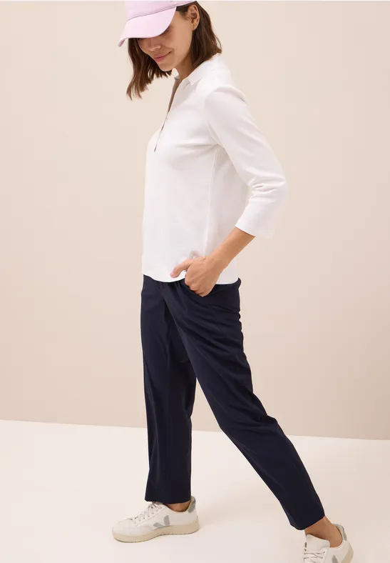 Cecil Damen Poloshirt mit 3/4-Arm in Weiß, Gr: 3XL