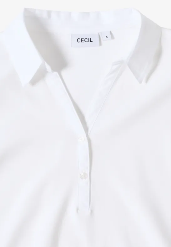 Cecil Damen Poloshirt mit 3/4-Arm in Weiß, Gr: 3XL