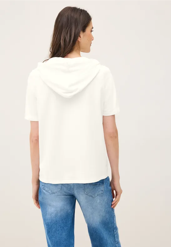 Cecil Damen Kapuzenshirt mit Wording in Weiß, Gr: XL