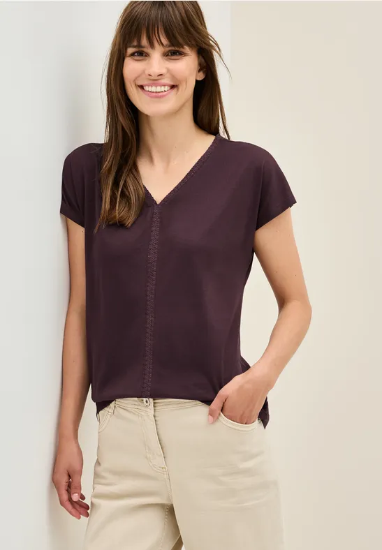 Cecil Damen Shirt mit Tapedetail in Rot, Gr: XS