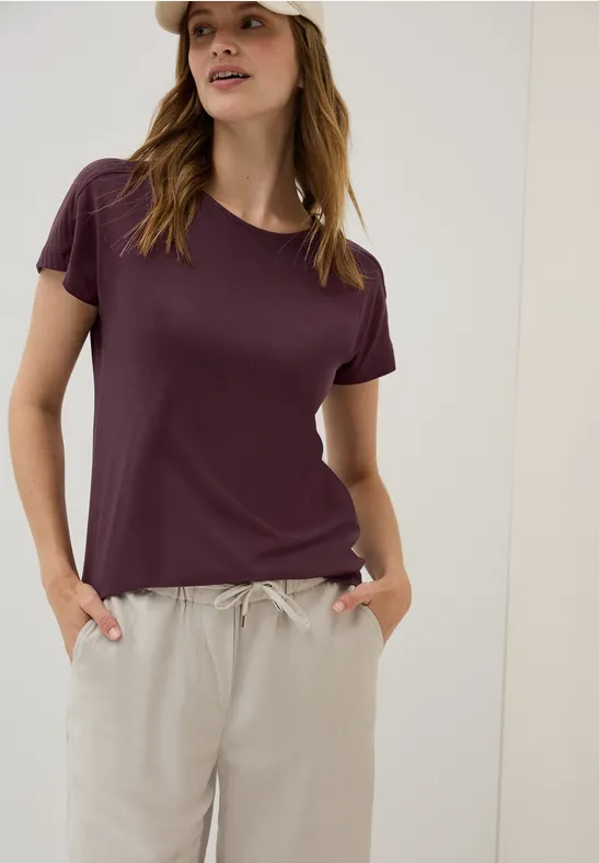 Cecil Damen Shirt mit Burn-Out-Details in Rot, Gr: XL