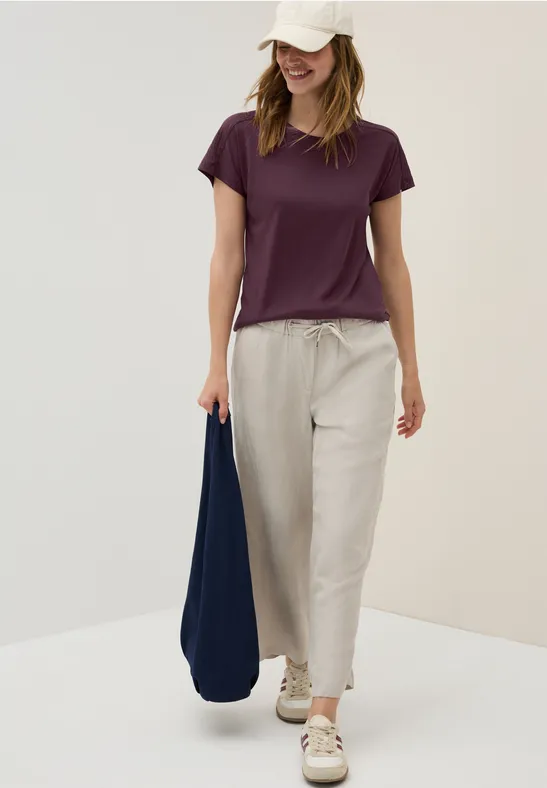Cecil Damen Shirt mit Burn-Out-Details in Rot, Gr: XL