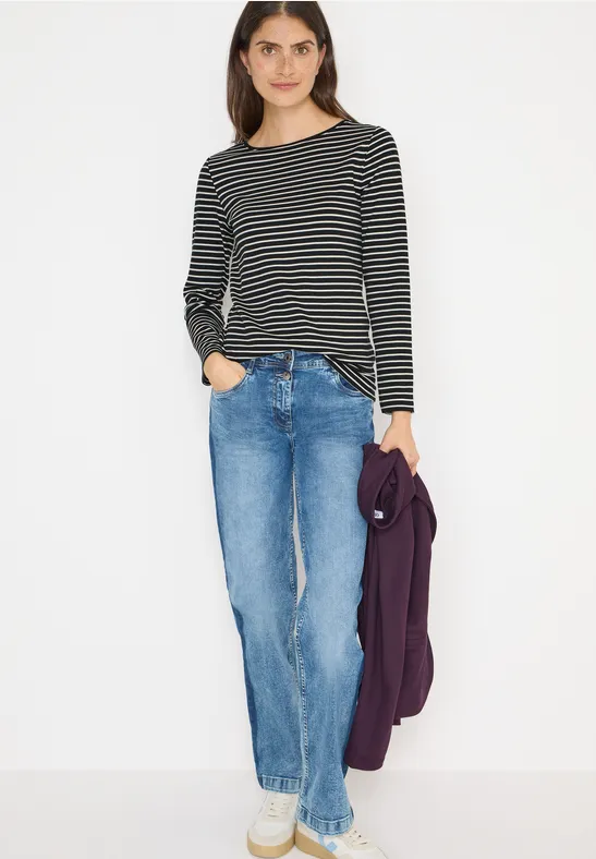 Cecil Damen Gestreiftes Shirt in Schwarz, Gr: S